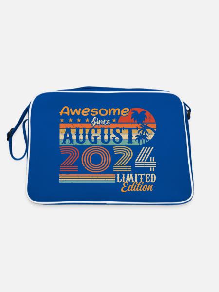 2024 August Geschenkidee August 2024 - Retro Tasche - Blau/Weiß - Hinten