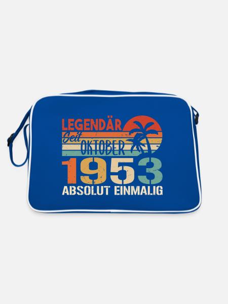 Legenden werden im Oktober 1953 geboren - 1953 - Retro Tasche - Blau/Weiß - Hinten