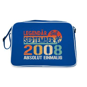 2008 September Vintage Geburtstagsgeschenk 2008 - Retro Tasche - Blau/Weiß - Hinten