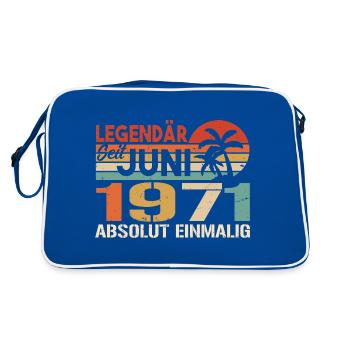 Legendär seit Juni 1971 - Geburtstag 1971 - Retro Tasche - Blau/Weiß - Hinten