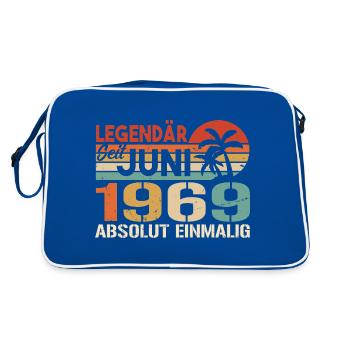 Legendär seit Juni 1969 - Geburtstag 1969 - Retro Tasche - Blau/Weiß - Hinten