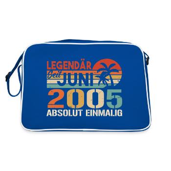 Legendär seit Juni 2005 - Geburtstag 2005 - Retro Tasche - Blau/Weiß - Hinten