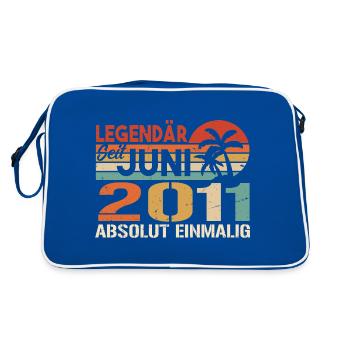 Legendär seit Juni 2011 - Geburtstag 2011 - Retro Tasche - Blau/Weiß - Hinten