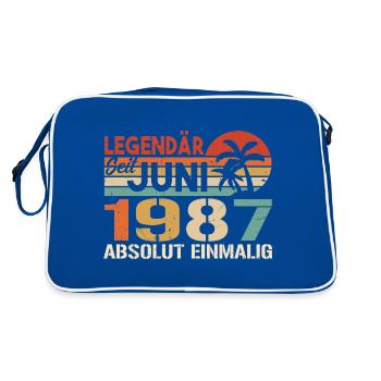 Legendär seit Juni 1987 - Geburtstag 1987 - Retro Tasche - Blau/Weiß - Hinten
