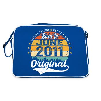 Born in June 2011 Birthday Gift June 2011 - Retro Tasche - Blau/Weiß - Hinten