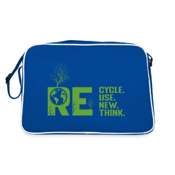 ReCycle ReUse ReNew ReThink - Retro Bag - blue/white - Back