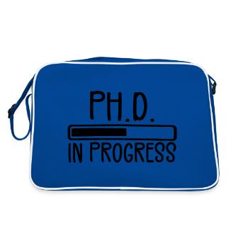 Ph.D. in Bearbeitung, PhD Doktorat Graduiertengrad - Retro Tasche - Blau/Weiß - Hinten