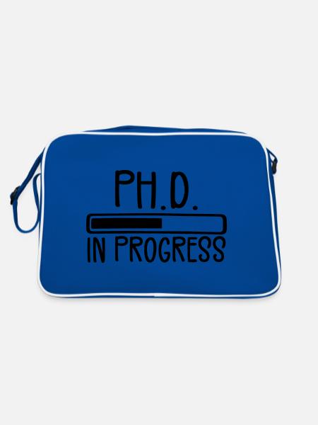Ph.D. in Bearbeitung, PhD Doktorat Graduiertengrad - Retro Tasche - Blau/Weiß - Hinten