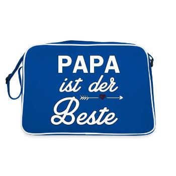 Papa ist der Beste - Retro Tasche - Blau/Weiß - Hinten