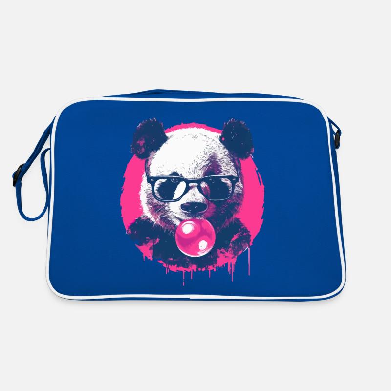 Panda with glasses and chewing gum Retro Bag