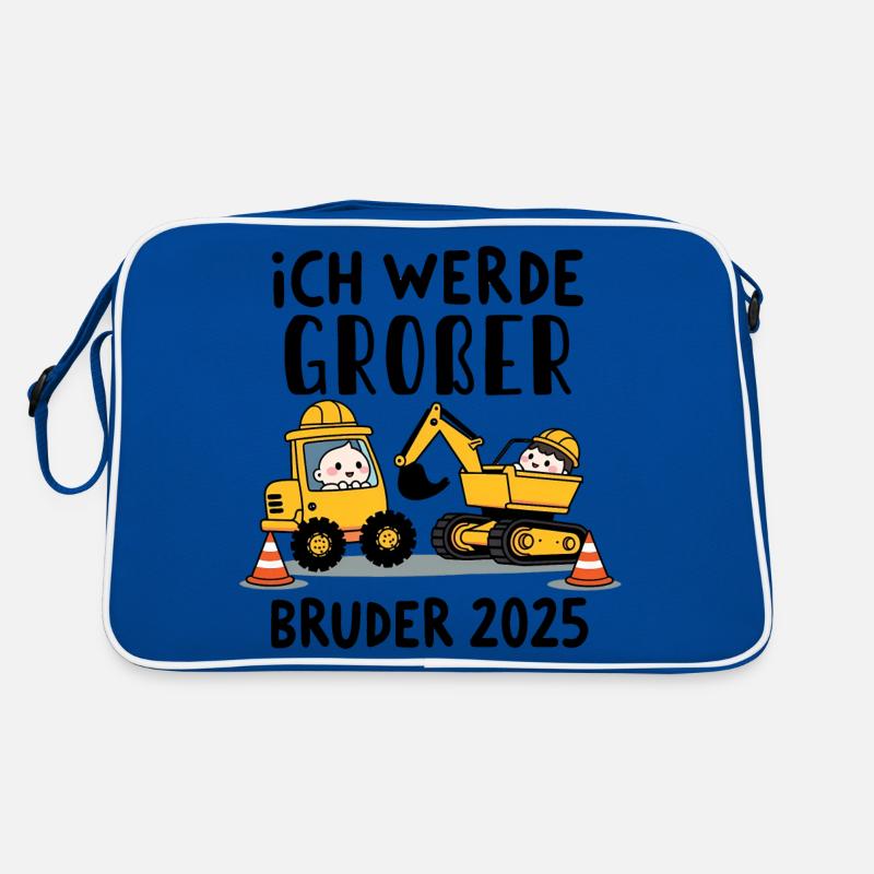 Ich Werde Großer Bruder 2025 Bagger Schwarz Kinder Retro Tasche