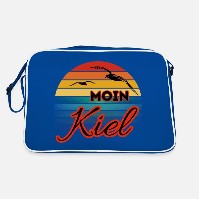Moin Kiel avec mouette dans un style rétro - Sac Retro - bleu/blanc