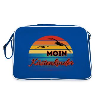 Bonjour les enfants côtiers avec la mouette dans le style rétro - Sac Retro - bleu/blanc - Dos
