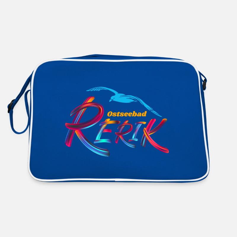 Rerik Ostseebad Möwe - Retro Tasche - Blau/Weiß