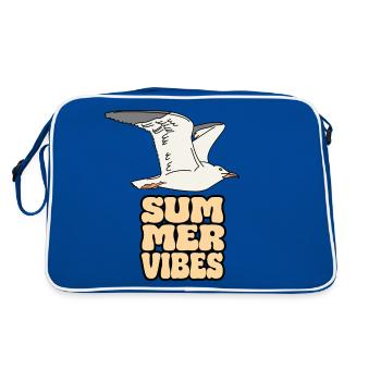 seagull möwe summer vibes - Retro Tasche - Blau/Weiß - Hinten