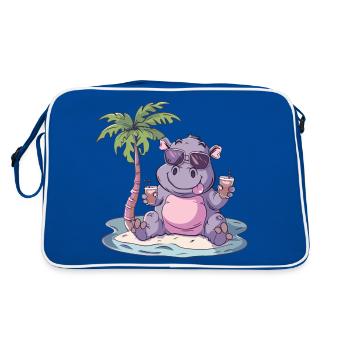 Hippopotamus Summer Beach Vacation - Retro Bag - blue/white - Back