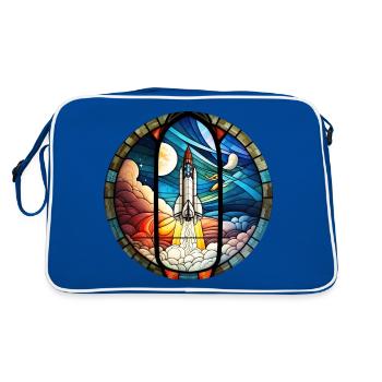 Rocket Space Rocket Launch Kirchenglass Buntglass - Retro Bag - blue/white - Back