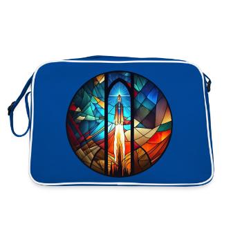 Rocket Space Rocket Launch Kirchenglass Buntglass - Retro Bag - blue/white - Back
