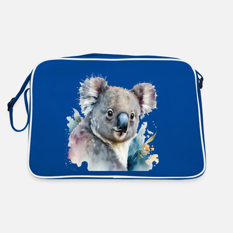 Koala Aquarell - Retro Tasche - Blau/Weiß