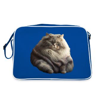 Cute Cat Knitted Sweater - Retro Bag - blue/white - Back