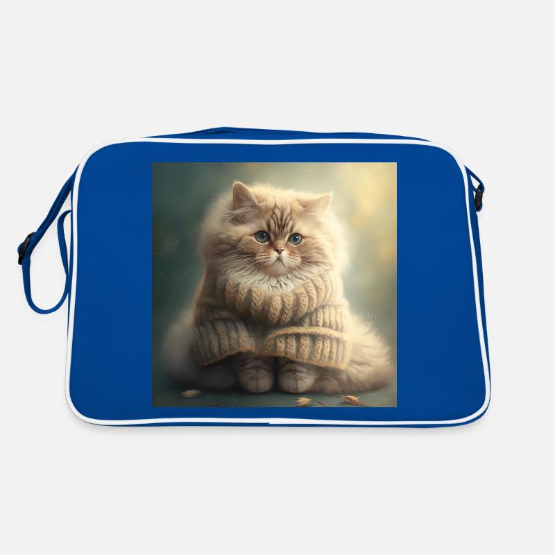 Katze Strick Pullover Süß Lusitg Retro Tasche