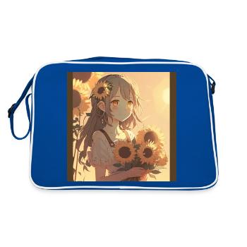 Anime Girl Anime Girl Waifu Otaku Sunflowers - Sac Retro - bleu/blanc - Dos