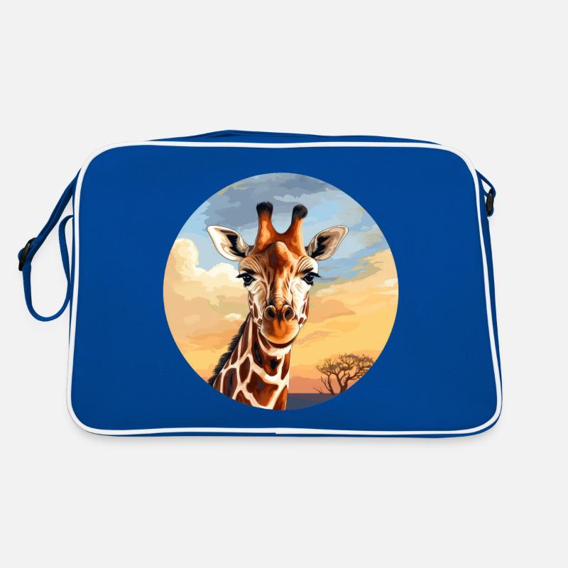Giraffe - Retro Tasche - Blau/Weiß