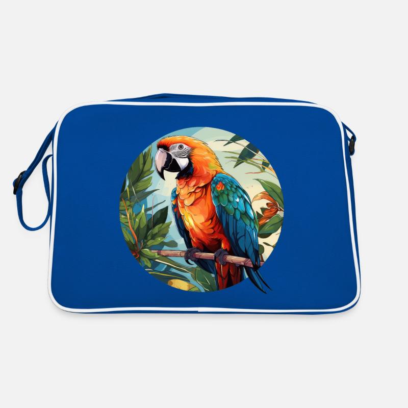 Papagei - Retro Tasche - Blau/Weiß