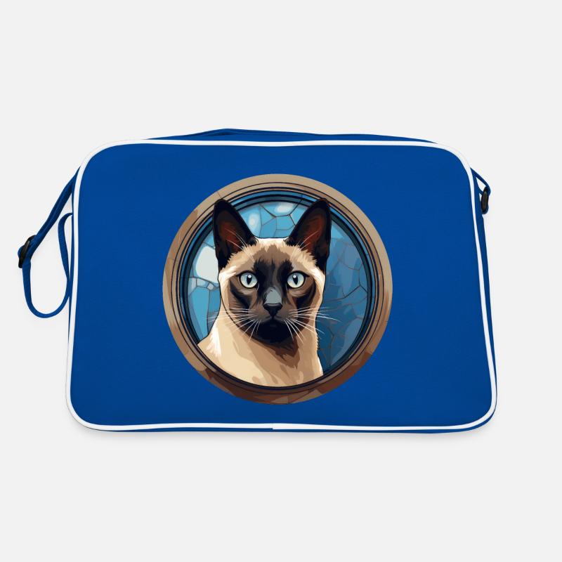 Siamkatze - Retro Tasche - Blau/Weiß