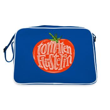 Die Tomaten Flüsterin Gärtnerin - Retro Tasche - Blau/Weiß - Hinten