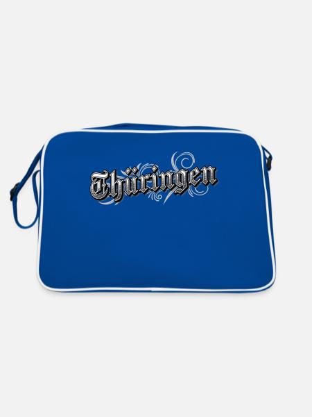 Thüringen Ostdeutschland Vintage Look - Retro Tasche - Blau/Weiß - Hinten