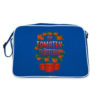 Die Tomaten Flüsterin Gärtnerin - Retro Tasche - Blau/Weiß - Hinten