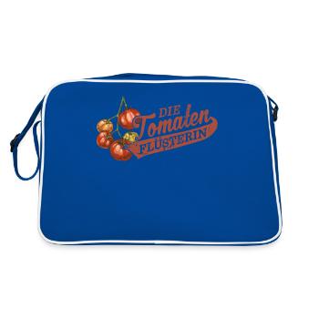 Die Tomaten Flüsterin Gärtnerin - Retro Tasche - Blau/Weiß - Hinten