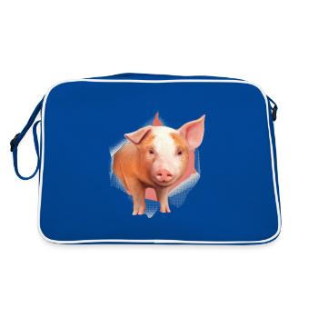Élevage de porcelets de dessin de porcs - Sac Retro - bleu/blanc - Dos