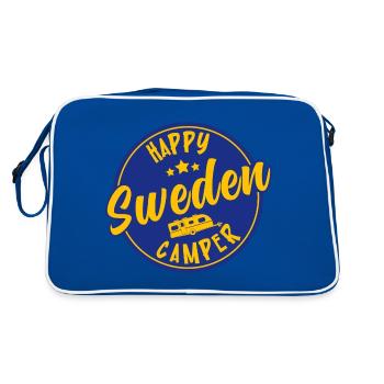 Happy Schweden Camper Caravan Wohnwagen - Retro Tasche - Blau/Weiß - Hinten