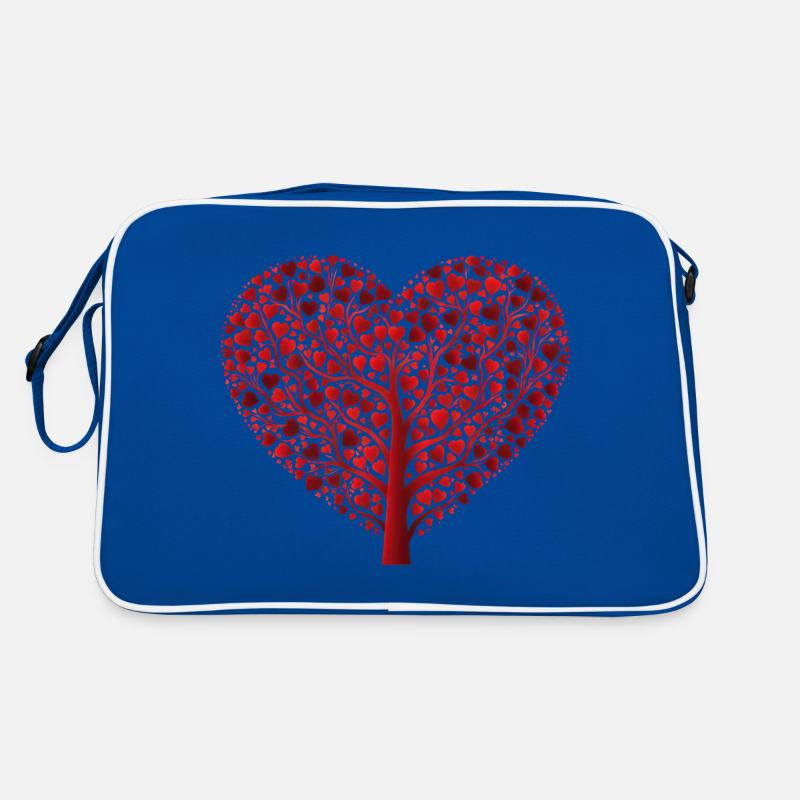Herz - Retro Tasche - Blau/Weiß