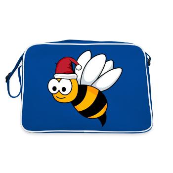 Honigbiene Comic Weihnachten - Retro Tasche - Blau/Weiß - Hinten