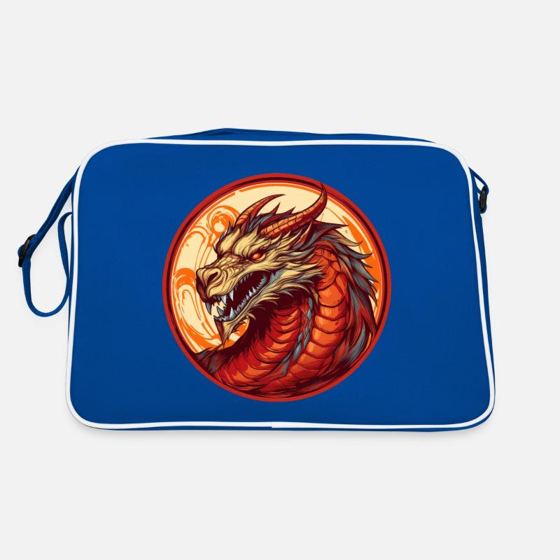 Drache - Retro Tasche - Blau/Weiß