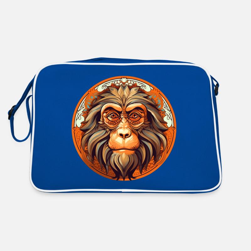 Affe - Retro Tasche - Blau/Weiß