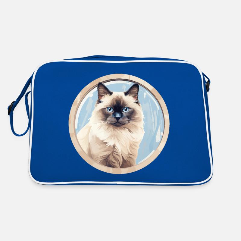 Birma Katze - Retro Tasche - Blau/Weiß