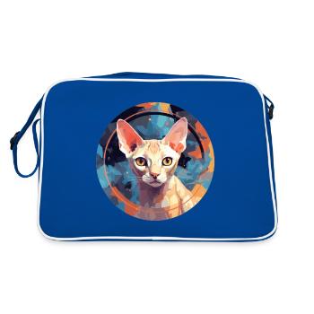 Devon Rex Cat - Retro Bag - blue/white - Back