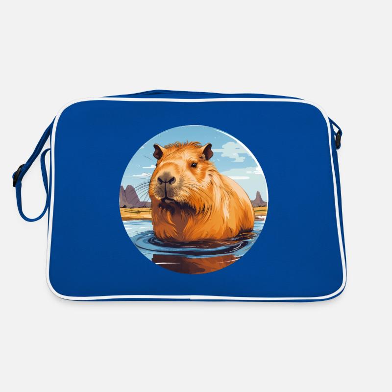 Capybara - Retro Tasche - Blau/Weiß