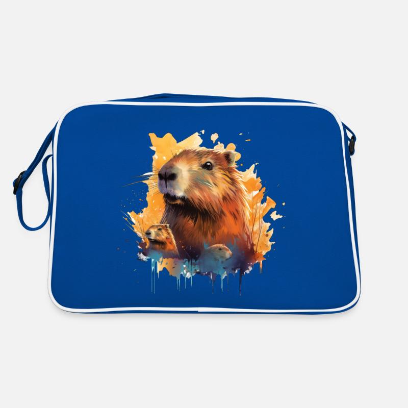 Capybara - Retro Tasche - Blau/Weiß