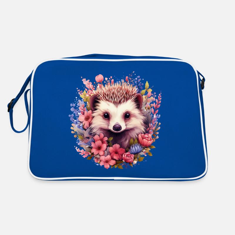 Igel cottagecore - Retro Tasche - Blau/Weiß