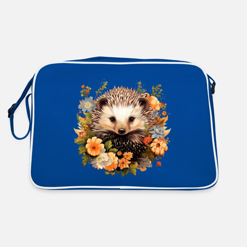 Igel cottagecore - Retro Tasche - Blau/Weiß