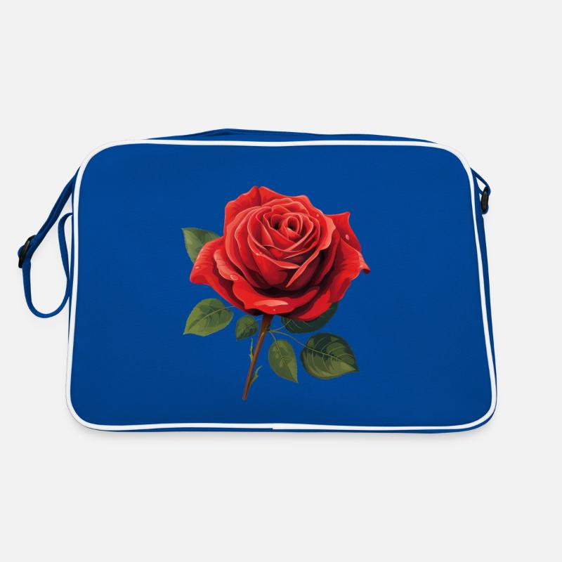 rote rose - Retro Tasche - Blau/Weiß