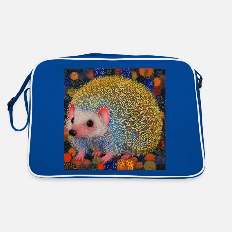 igel, bunt, tier, geschenk, geschenkidee - Retro Tasche - Blau/Weiß