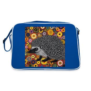 igel, bunt, tier, geschenk, geschenkidee - Retro Tasche - Blau/Weiß - Hinten