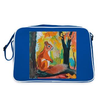 eichhörnchen, bunt, tier, geschenk, geschenkidee - Retro Tasche - Blau/Weiß - Hinten