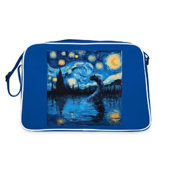 Monstre du Loch Ness, Nessie, Van Gogh, Nuit étoilée - Sac Retro - bleu/blanc - Dos